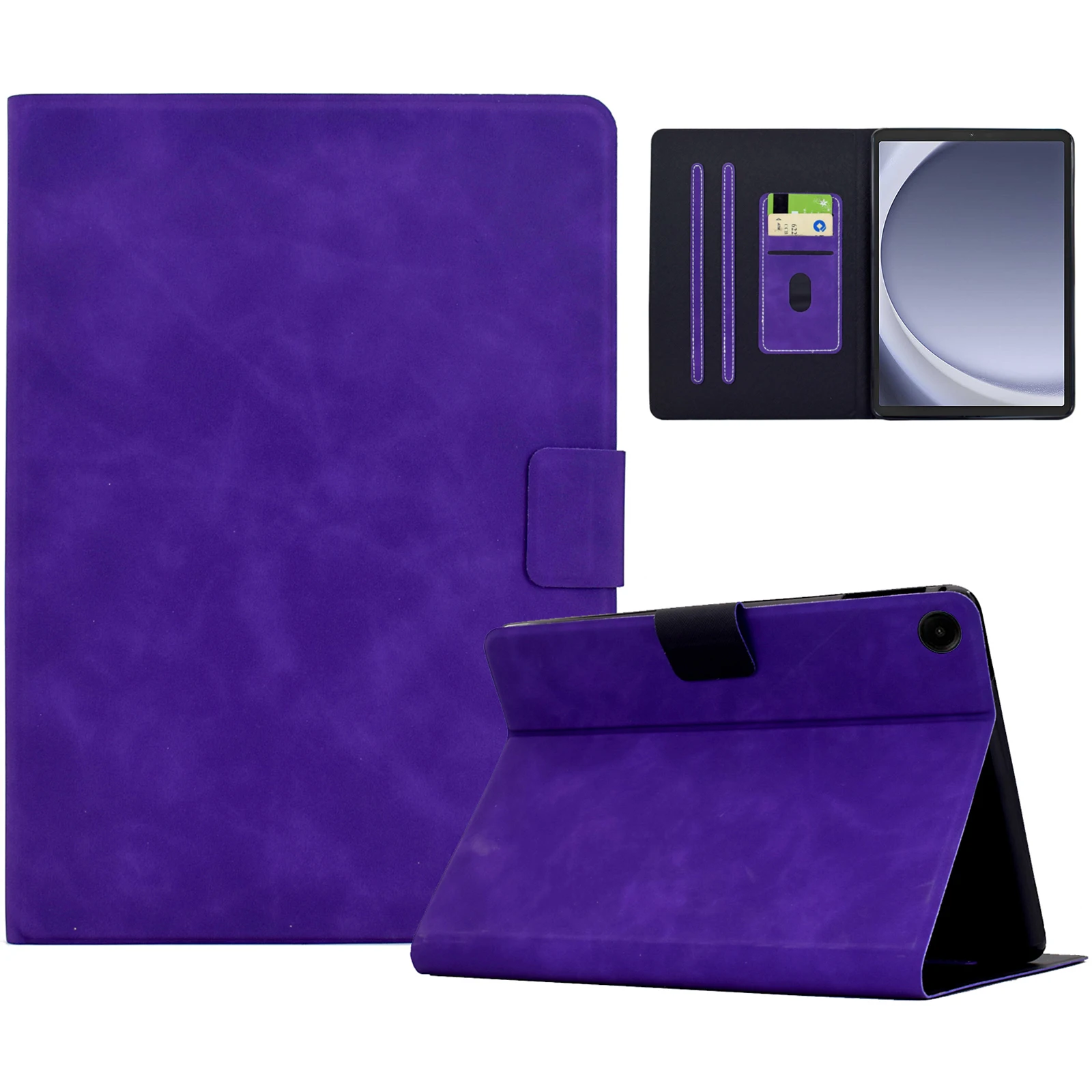 

Чехол для планшета из искусственной кожи с отделениями для карт для Samsung Galaxy Tab A9 — фиолетовый