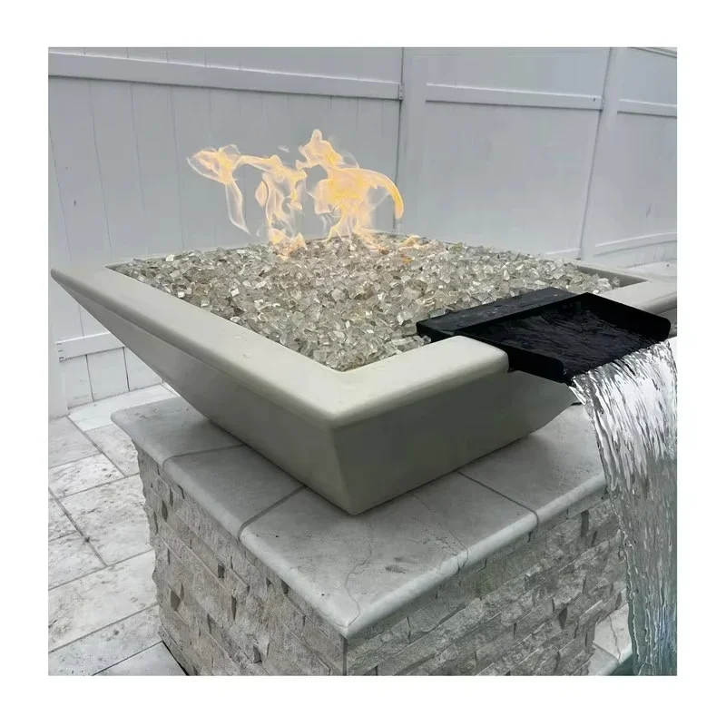 

Waterfall Fire Pit Waterfall Fire Pit Stainless Steel Gas Water Fire Bowl for Pool