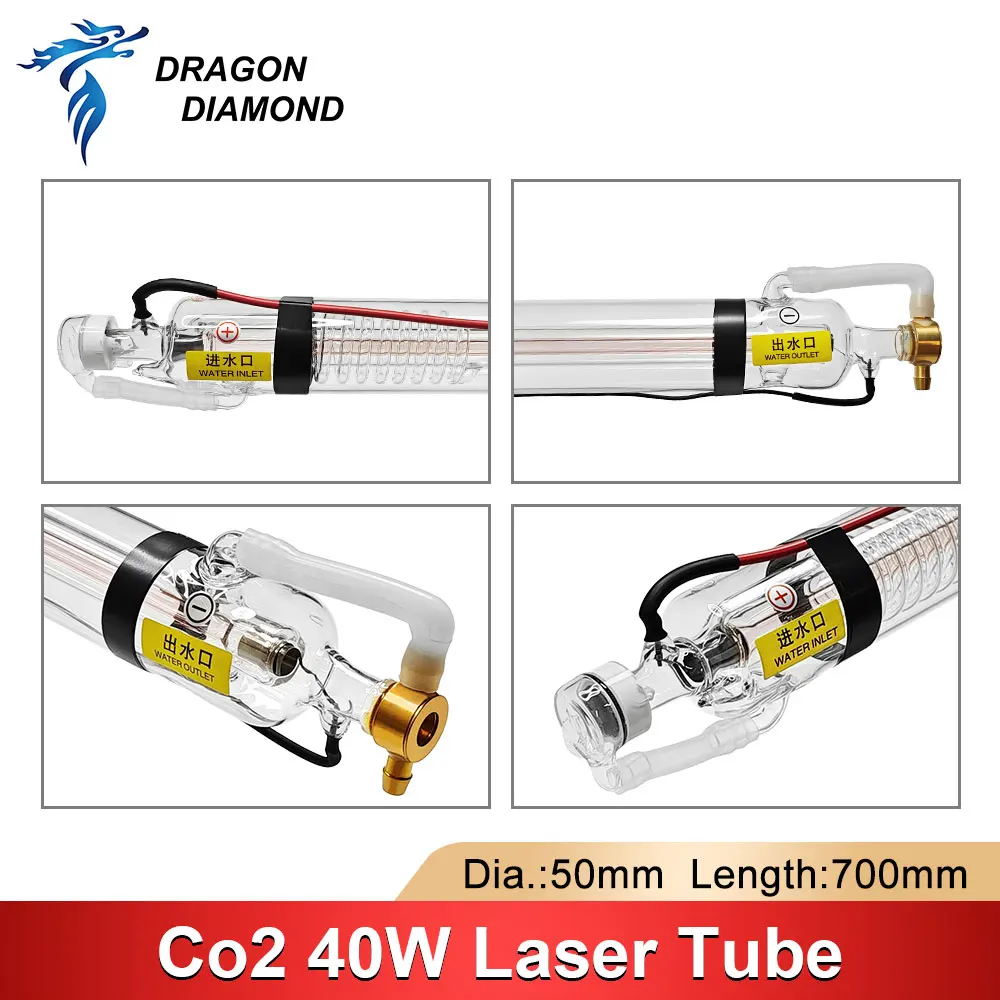 K40 Series 40W Co2 Metal Head Laser Tube Diameter 50mm Length 700mm Laser Lamp Pipe For DIY CO2 Laser Engraving Cutting Machine