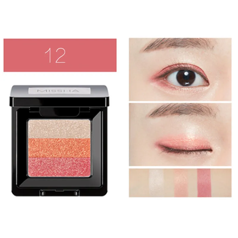 MISSHA Triple Shadow 12 Color Makeup Eyeshadow Pallete Makeup Brushes 12 Colors Shimmer Pigmented Eye Shadow Korea Cosmetics