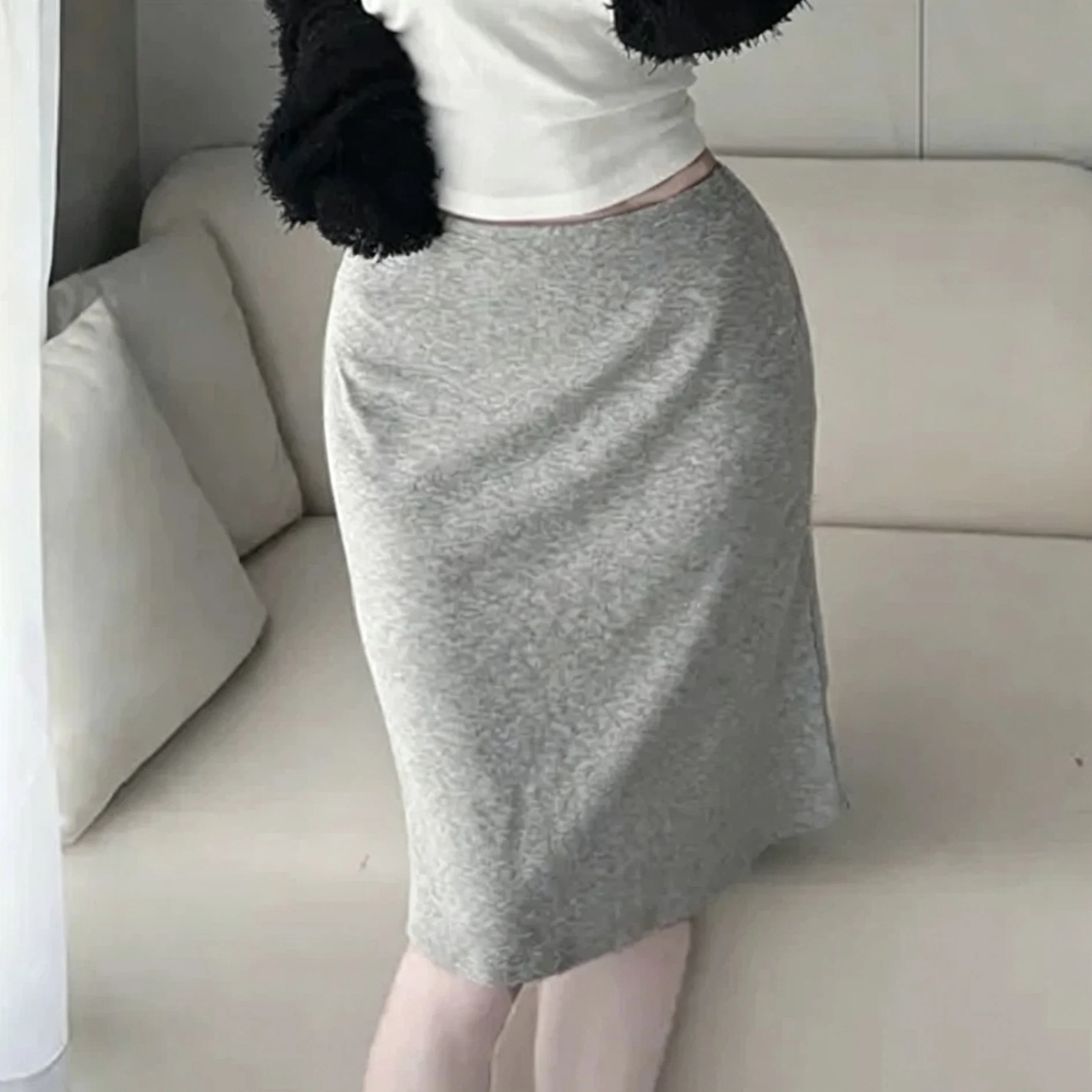 Low Waist Midi Skirt Casual Wearable Simple Slimming Women's Fashion High Waist Wrap Style Autumn Season Other Material