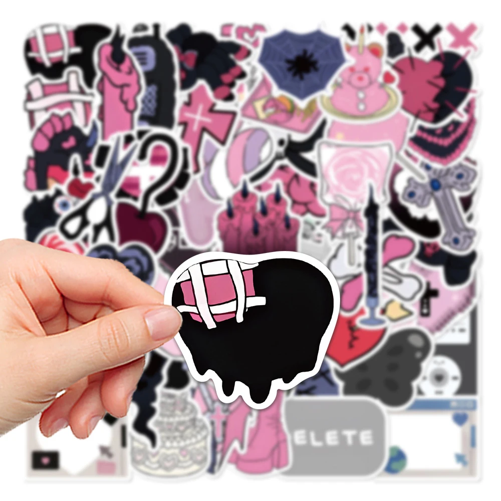 10/30/60Pcs Diablo Zwart Roze Cartoon Stickers Leuke Ins Stijl Decals Diy Telefoon Motorfiets Auto Pvc vinyl Grunge Goth Cool Sticker