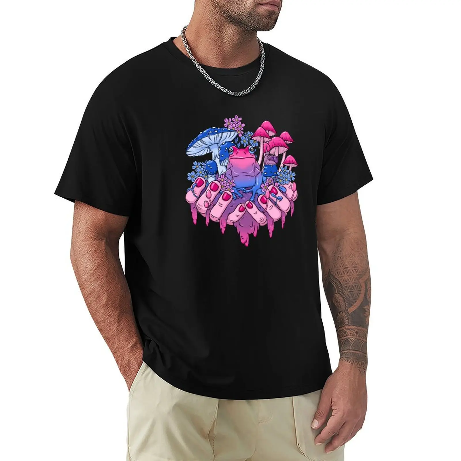 Bisexual Frog Fungi Handful T-Shirt Casual Street Style Short Sleeve Tee