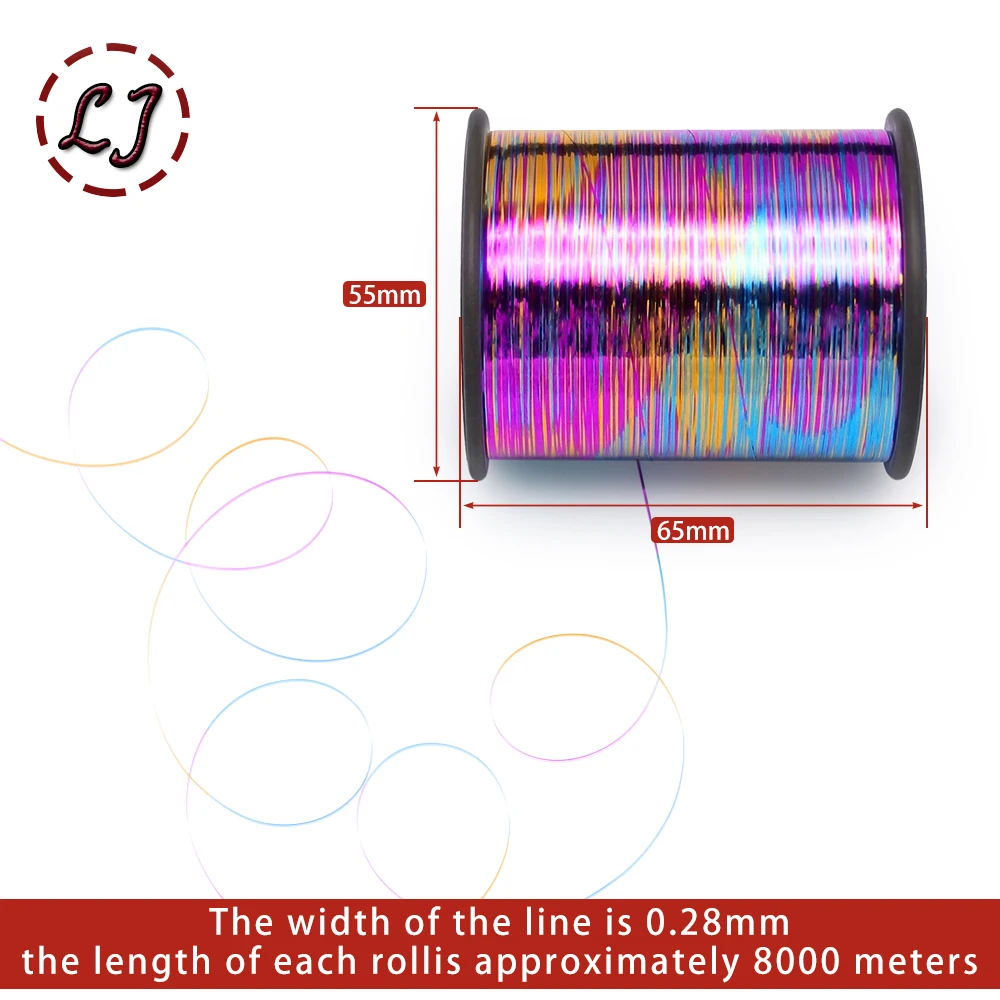 New 28C Flat wire 8000M/Roll DMC Metallic Embroidery Crochet Threads Knitting Yarn Cross Stitch Threads Sewing accessory diy