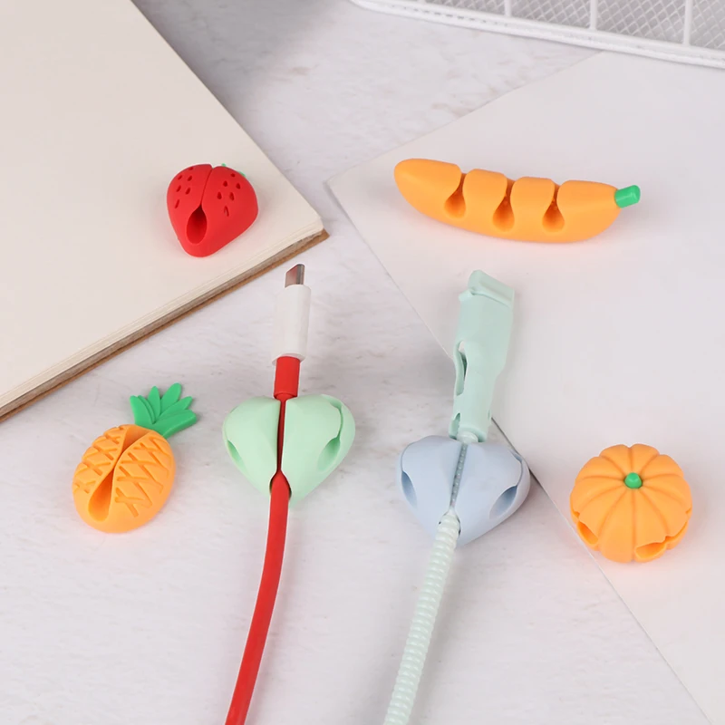 2/4Pcs Cute Love Pineapple Cable Winder Cable Organizer Adhesive Cord Holder Multipurpose Wire Management Clips For Desk Wall
