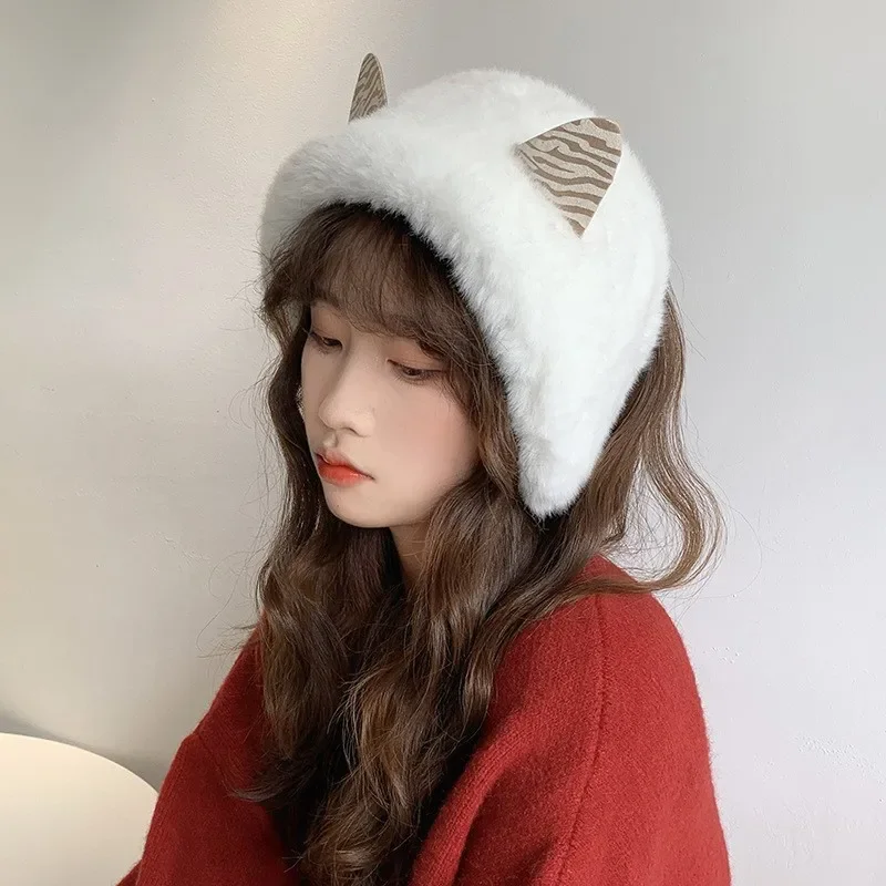 Cute Cat Bear Ear Protection Hat Women\'s Plush Earmuffs Warm Winterproof Earflap Korean Ladies Neckerchief Ear Cover for Winter