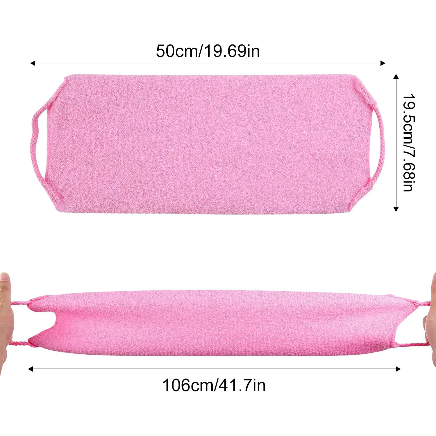 Scrubber esfoliante per il corpo con manici, panno esfoliante in Nylon a lunghezza estesa Scrubber per la schiena cinturino estensibile