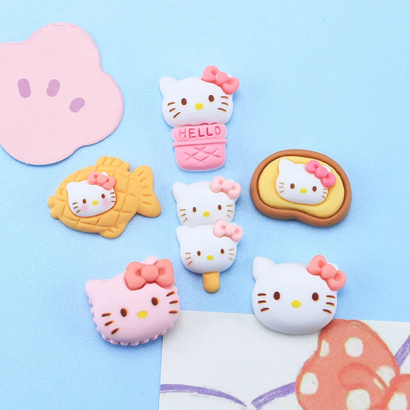 10 Uds. Sanrio Snapper Hello Kitty accesorios hechos a mano DIY agujero hebilla de zapato accesorios decoración clip para el cabello accesorios de resina