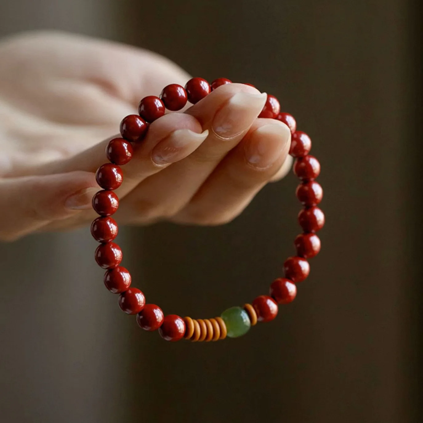 Natural Purple Gold Cinnabar Jade Luck Turning Bead Bracelet Unisex Zodiac Year Ethnic Style Couple Jewelr
