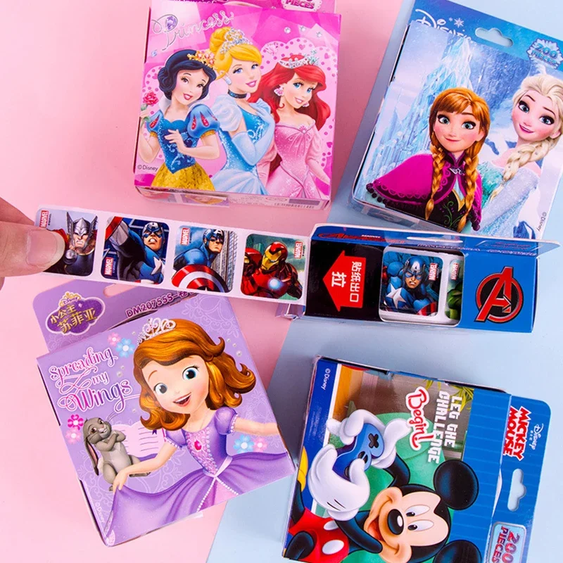 200pcs/set Disney Sticker Cartoon Figure Frozen Sofia Iron Man Mickey Mouse Adhesive Paper Toys DIY Handmade Gifts Card Album