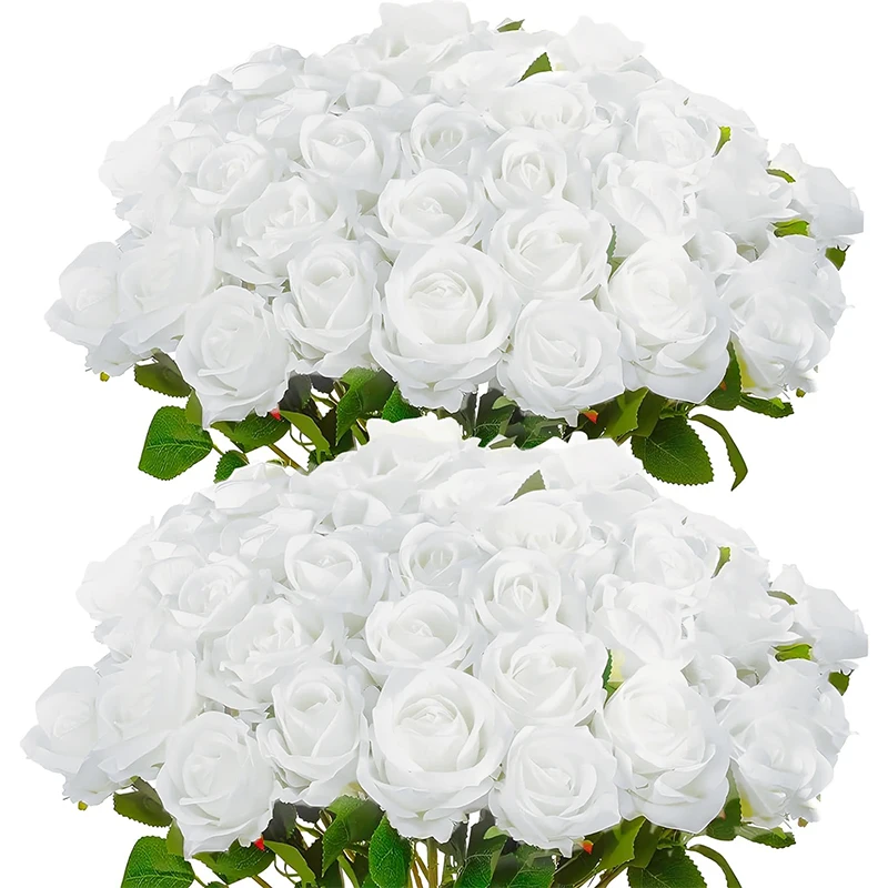 50 Stück künstliche Rosen aus Samt, fühlen sich echt an, künstliche Rosen, Blumen für Valentinstag, DIY, Hochzeitsstrauß, Party, Heimdekoration