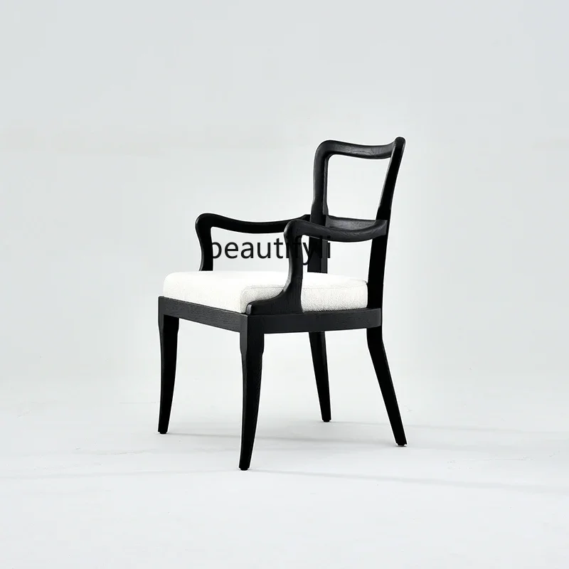 

xzNordic Minimalism Solid Wood Dining Chair Household Restaurant Armchair Light Luxury and Simplicity Modern Cushion