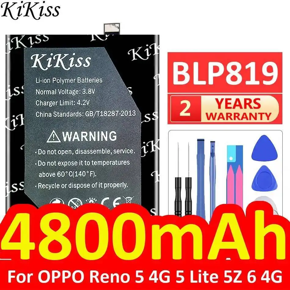 

Mobile Phone Battery Reliable Power For Oppo Reno 5 4G Lite 5Z 6 BLP819 4800Mah High-Capacity