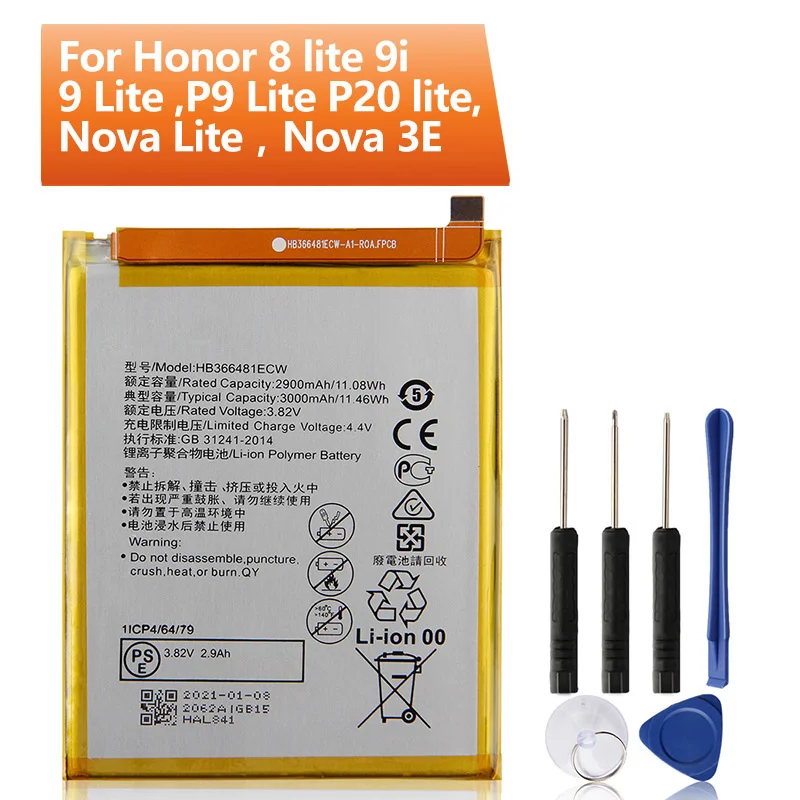 

Replacement Battery HB366481ECW For Huawei honor 8 9 P9 P10 P8 P20 Nova Lite honor 5C 7C 7A G9 9i V9 Play Rechargeable Battery