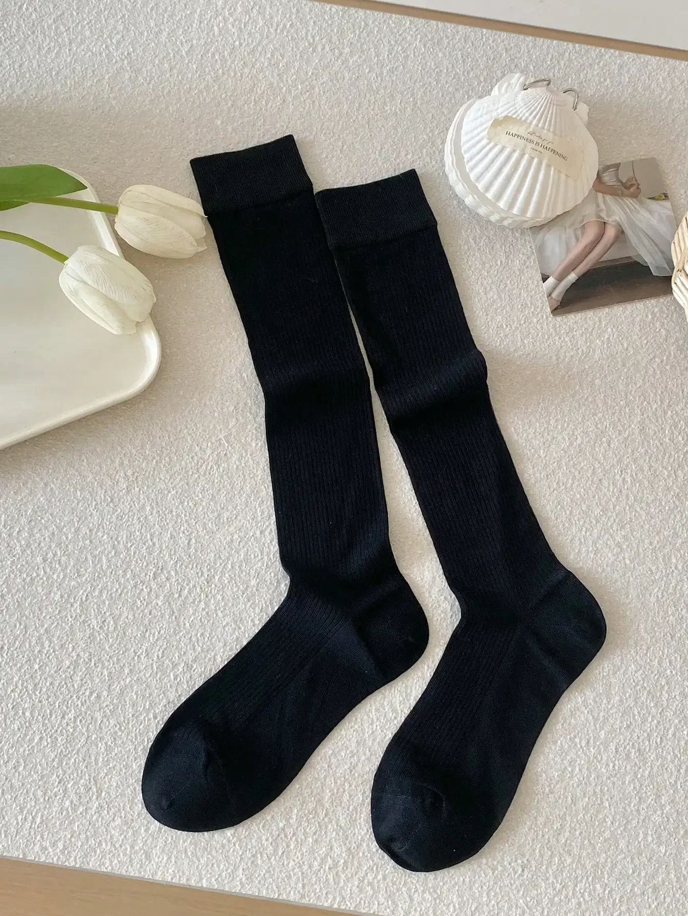 Damen-Seidensocken, hochwertig, neue Mode, Frühling und Sommer, kniehohe Socken für Mädchen, Schulstil, einfache, lässige lange Socken – Detail 17