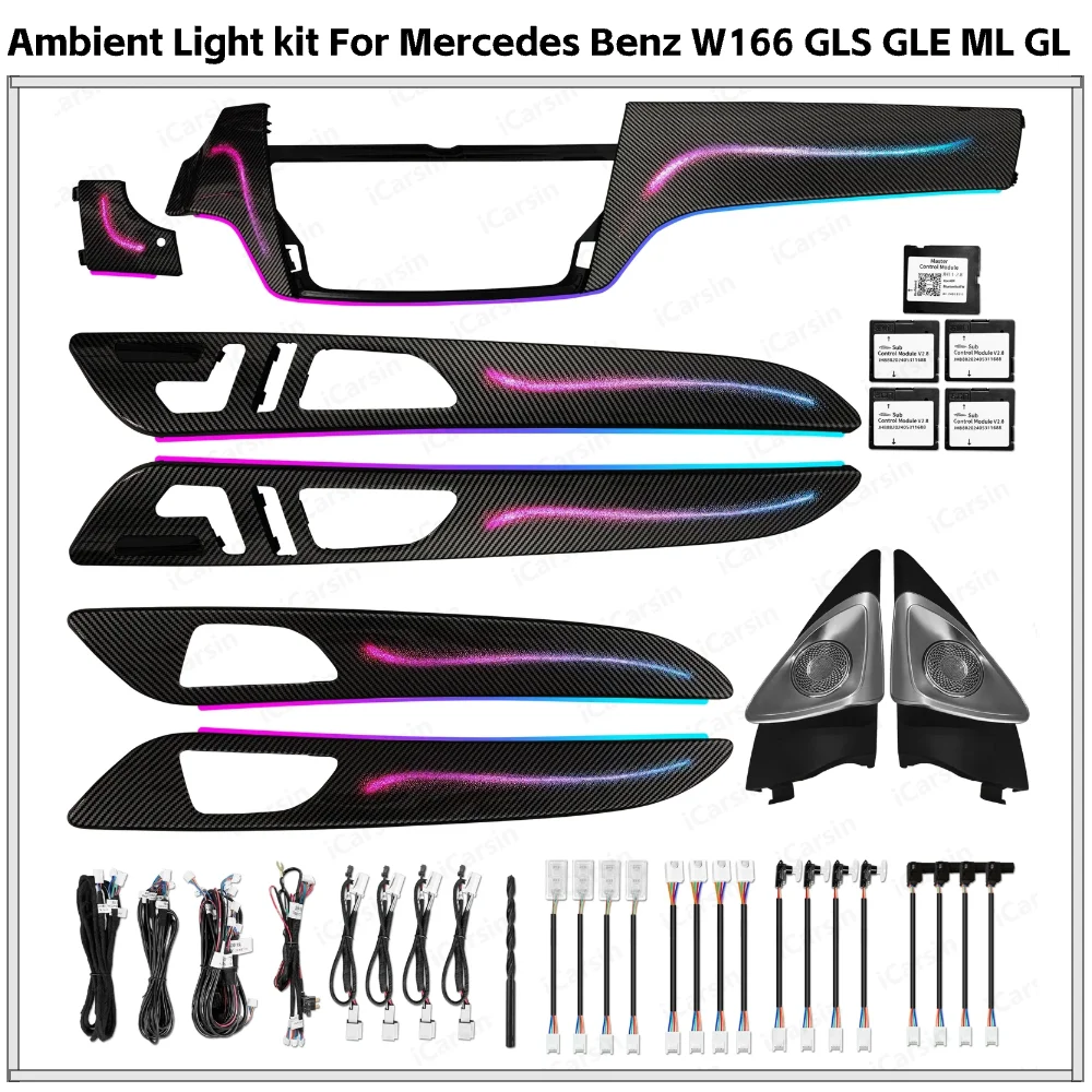 

Car Ambient Light 64 Colors Dynamic LED for Mercedes Benz W166 GLS GLE ML GL Interior Atmosphere Lamp Upgrade Installation Kit