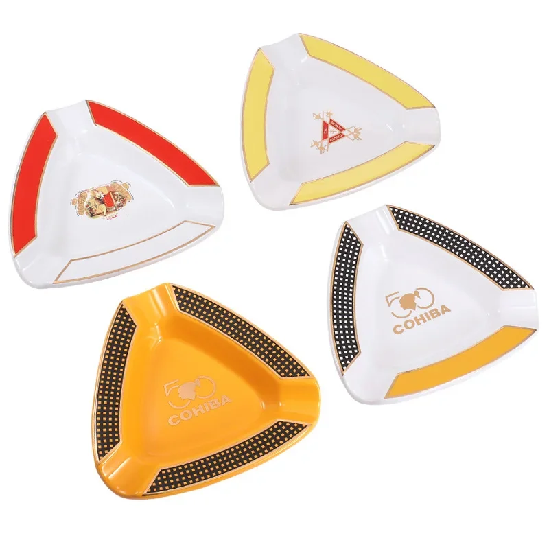 1pc de alta qualidade gadgets charuto casa cinzeiro portátil cerâmica 3 sulco charutos cinzeiro tabaco cigarro cinzeiros titular