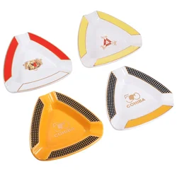 1pc High Quality Cigar Gadgets Home Cigar Ashtray Portable Ceramic 3 Groove Cigars Ash Tray Tobacco Cigarette Ashtrays Holder