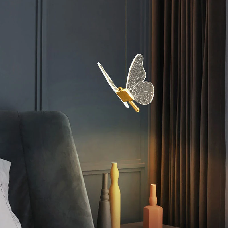 

Nordic Acrylic Butterfly Led Pendant Lights Bedroom Bedside Hanging Lamp Modern Home Decor Designer Living Room Light Fixture