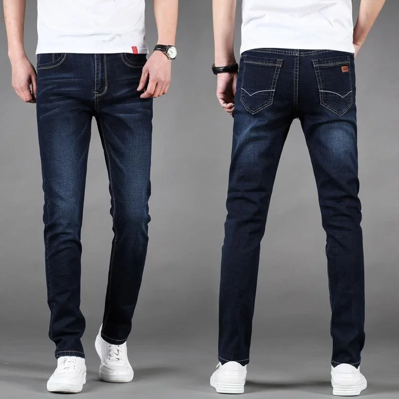 Men\'s Fashion Jeans Business Casual Straight Tube Loose Fitting Stretch Slim Classic Trousers Denim Pants vaqueros de hombre