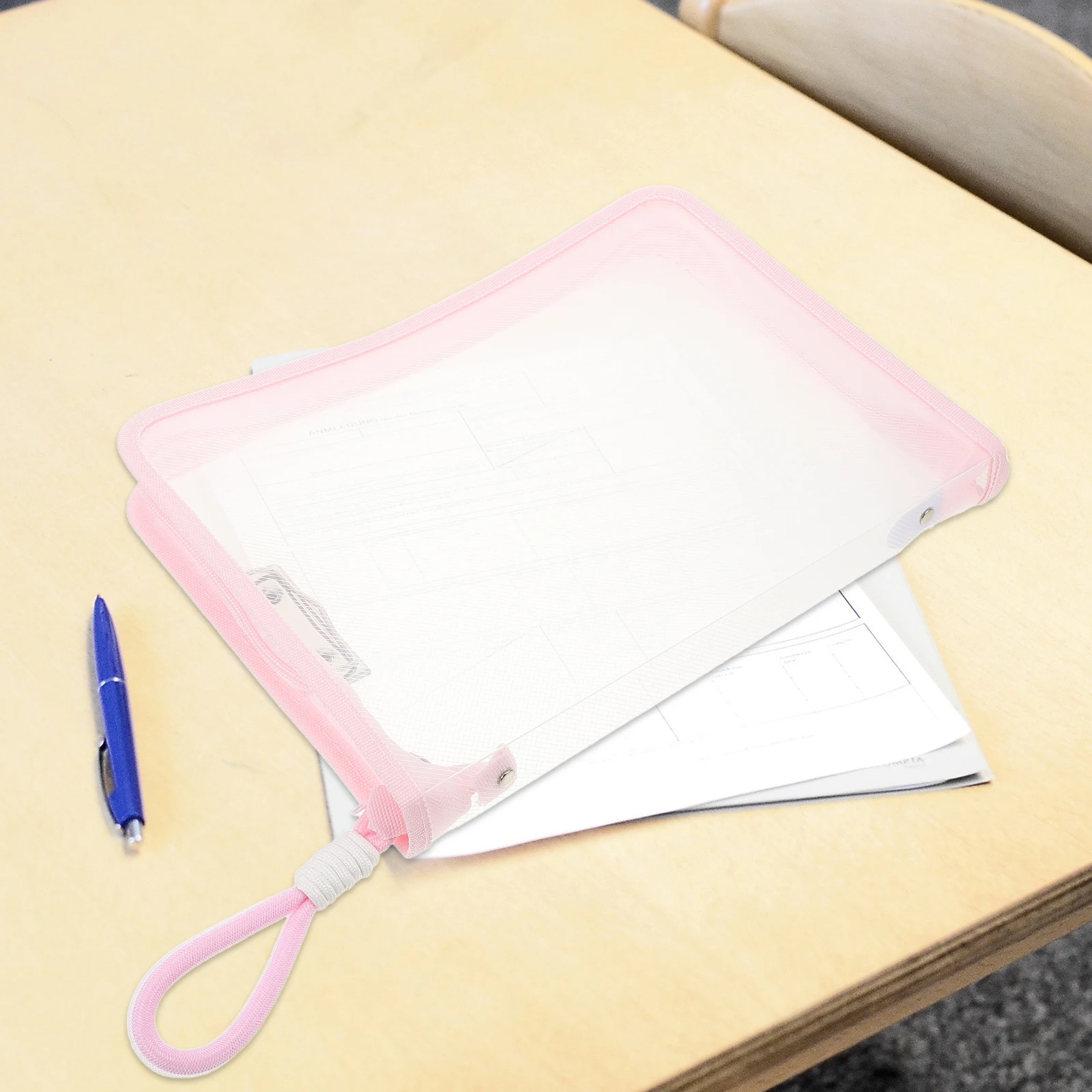 

Waterproof File Bag Folder Carrying Case School Supplies Pink Plastic Book Protective