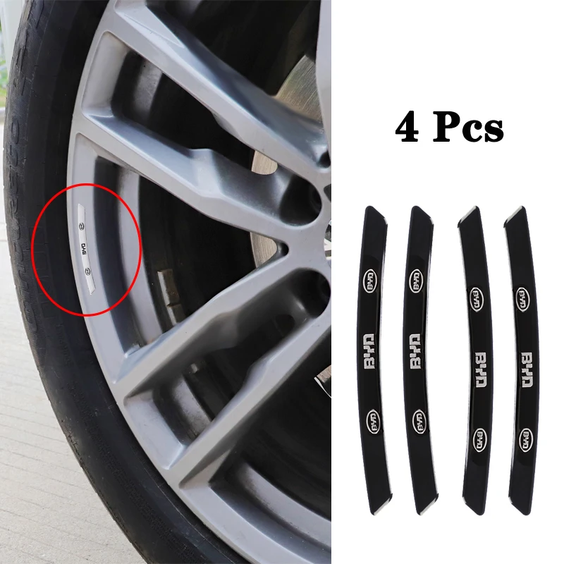 4Pcs Car Wheel Hub Rim Badge Stickers Decals Decoration For BYD Tang F3 E6 Atto3 Yuan Plus Song Max F0 G3 I3 Ea1 Dmi 2din S7 E3