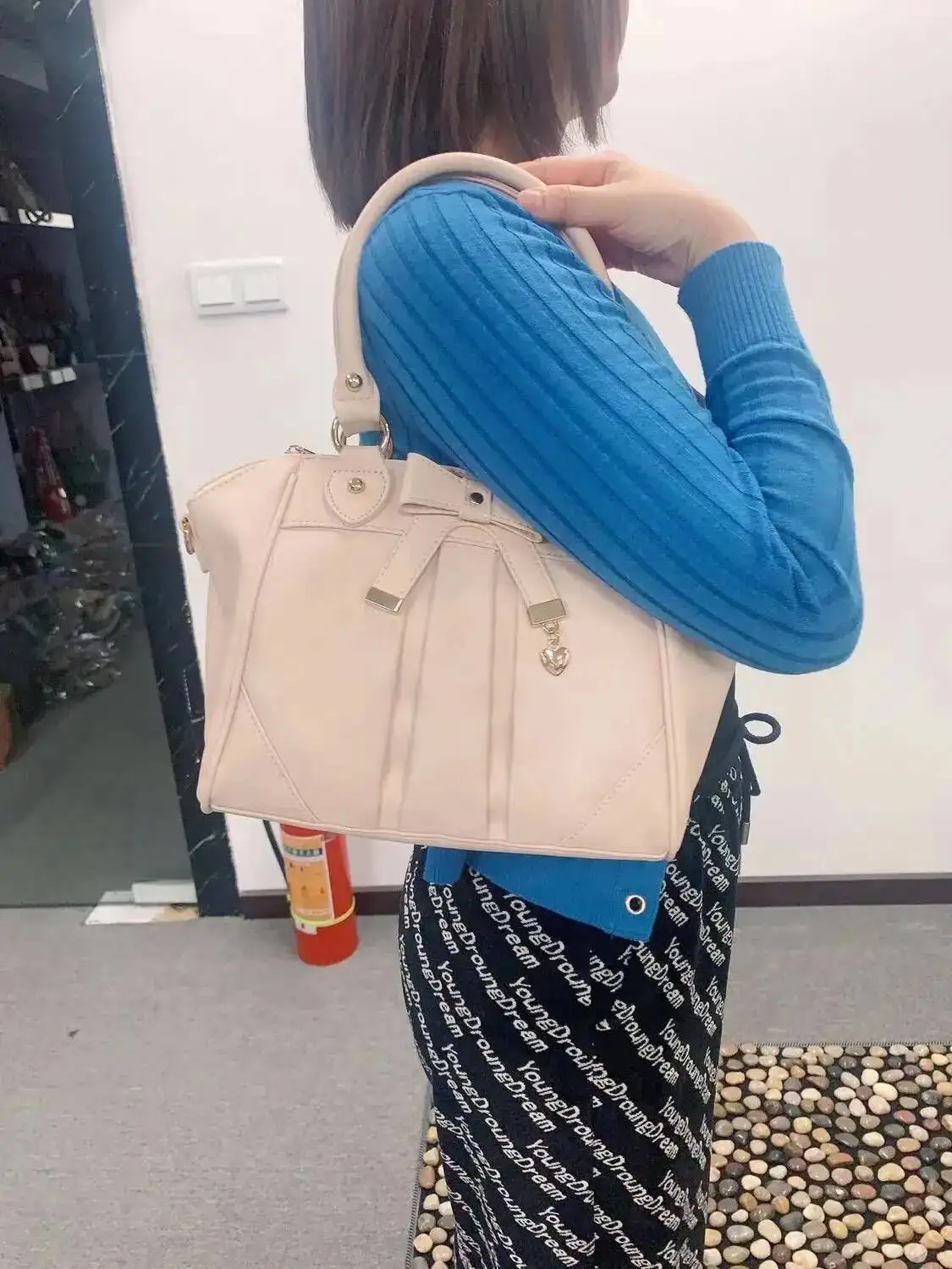 Bloom Lolita Jk White Handbag Women Japanese Bow Leather Large Capacity Tote Bag Ladies Retro Sweet Shoulder Crossbody Bags