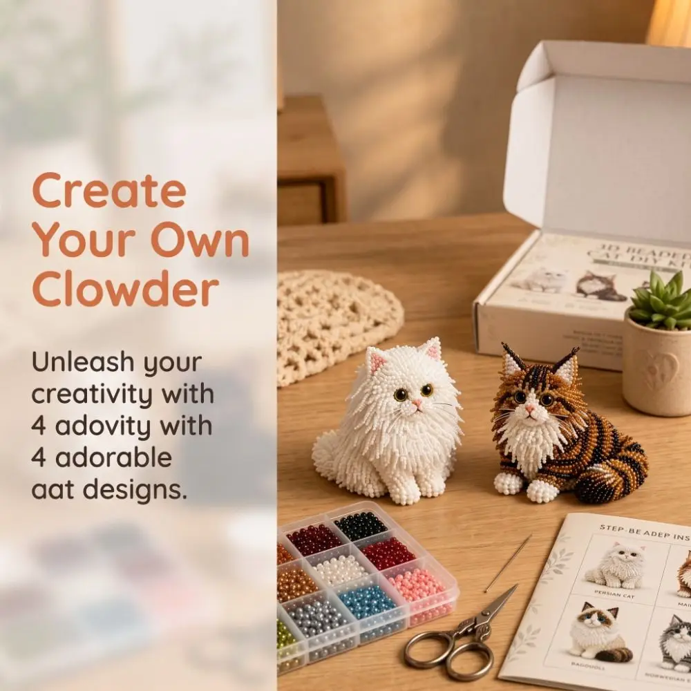Handmade DIY Animal Bead Embroidery Kit Tiny Mini 3D Bead Pet Keychain Making Kit Colorful Educational Beadwork Art Craft Set