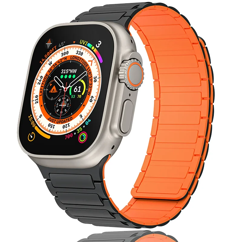 

Magnetic Strap for Apple Watch Ultra 9 8 7 SE 6 5 4 3 Silicone Watchband Bracelet IWatch Series 49mm 45mm 44mm 38mm 41mm 42mm