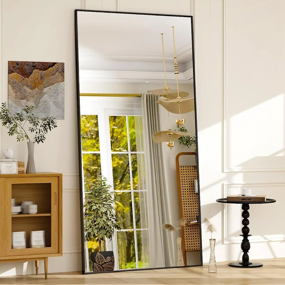 

76"x34" Full Length Mirror Extra Large Hanging or Leaning Rectangle Mirror Aluminum Alloy Thin Frame Bedroom Floor Dress