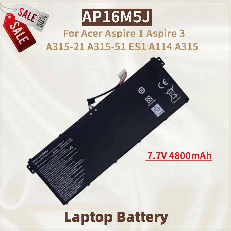 

Аккумулятор для ноутбука 7,7 В 4800 мАч AP16M5J для Acer Aspire 1 и Aspire 3 A315-51 A315-21 ES1 A114 A315, новинка, высокое качество