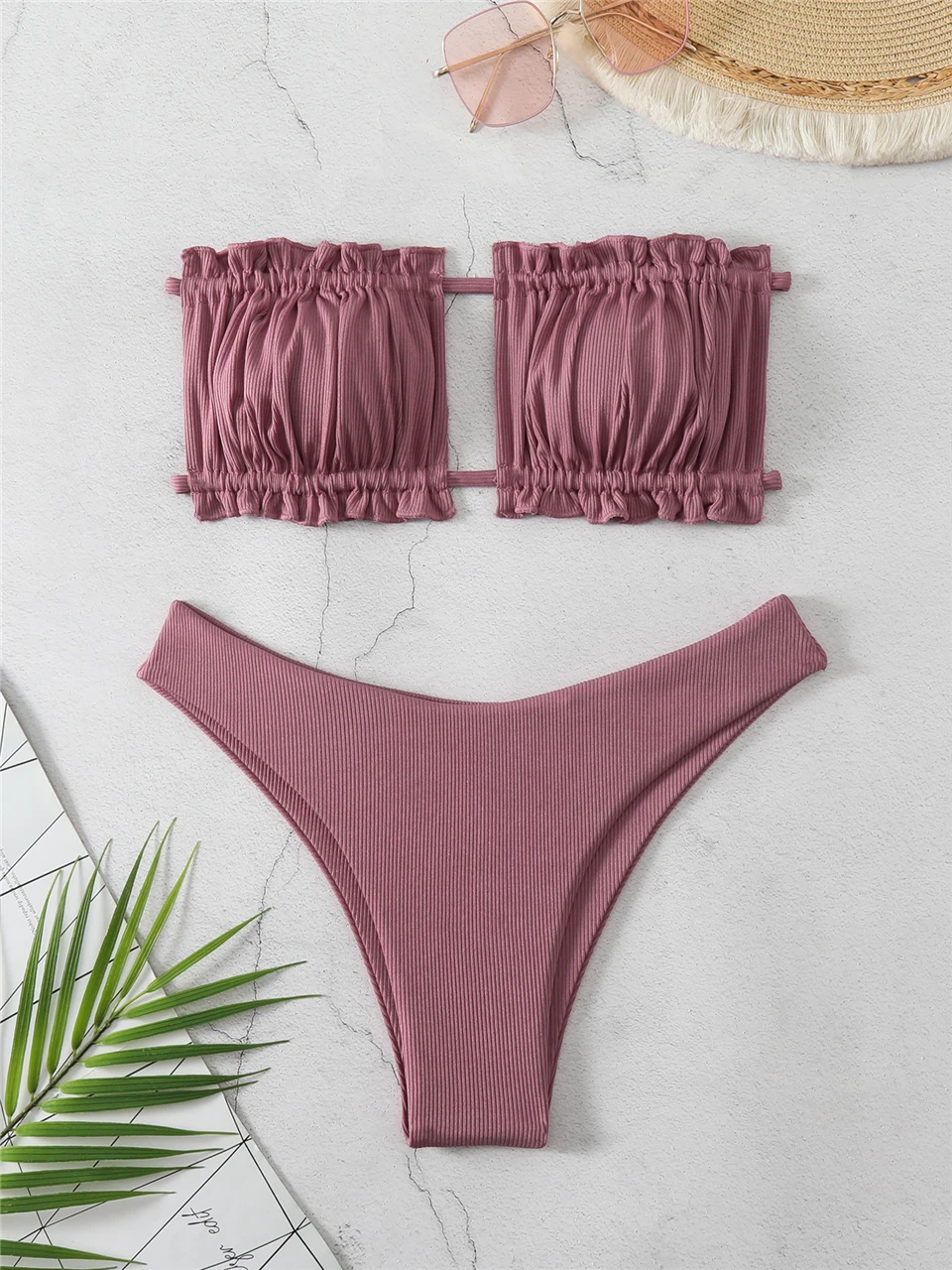 Back Lace Up Bikinis 2024 Women Solid Sexy Hollow Out Swimwear Female Beachwear Swimsuit Female Bathers Bathing Swimming Suit