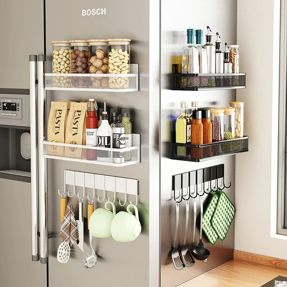 Magnetic Kitchen Organizer,Refrigerator Shelf,Spice Rack Removable Powerful Shelf No Drilling Needed for Holding Jars