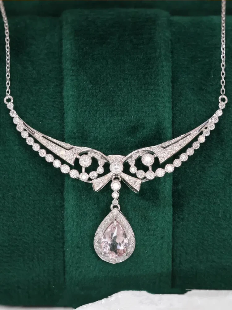 

Ожерелье из стерлингового серебра 925 пробы, женское ожерелье с каплями воды, цирконий, кружевное ожерелье с подвеской, французские украшения, женская повседневная одежда, подарок для праздника и вечеринки