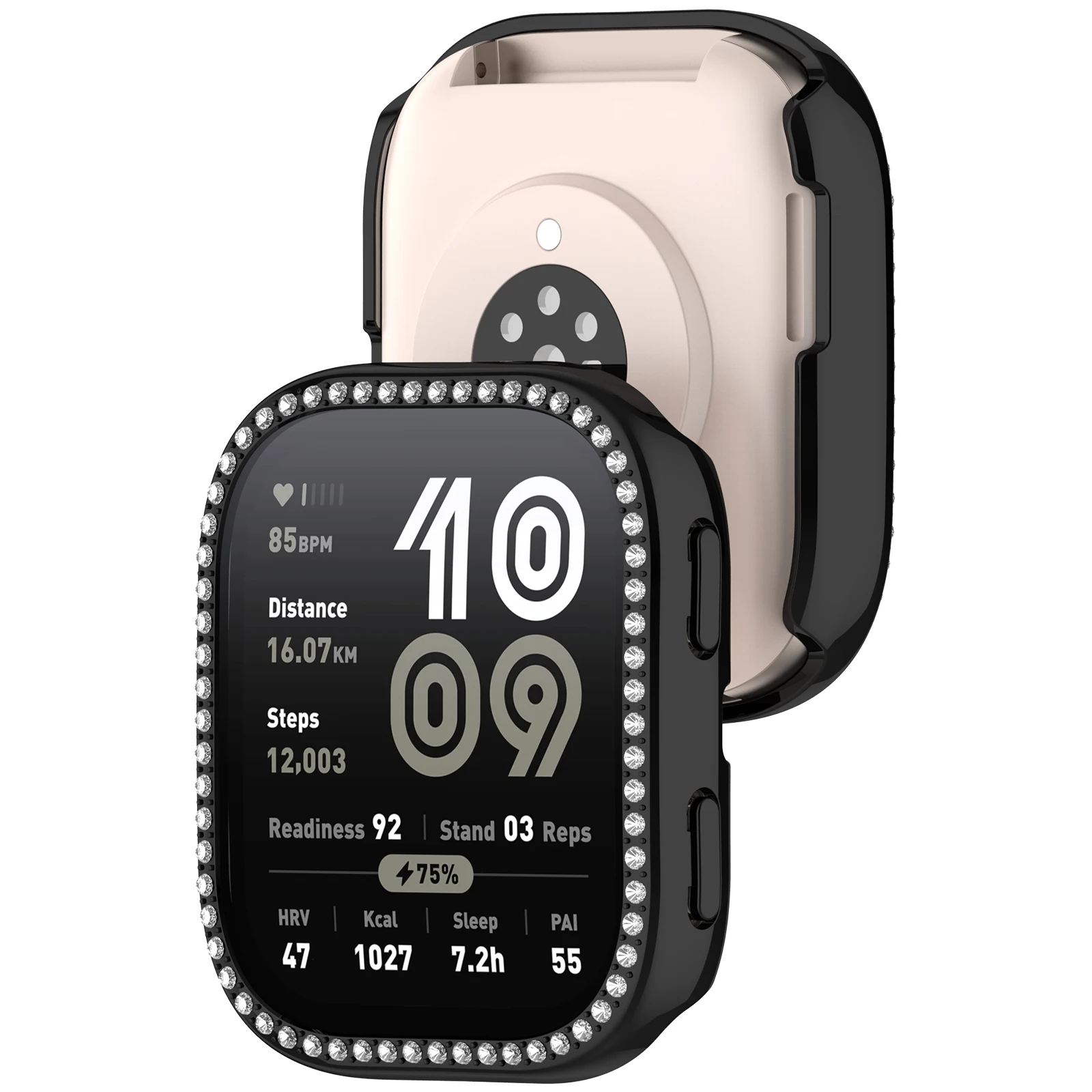 Funda de diamante de una sola fila para reloj inteligente Amazfit Bip 6(A2435), marco de carcasa protectora de PC para Amazfit Bip6, accesorios de moda