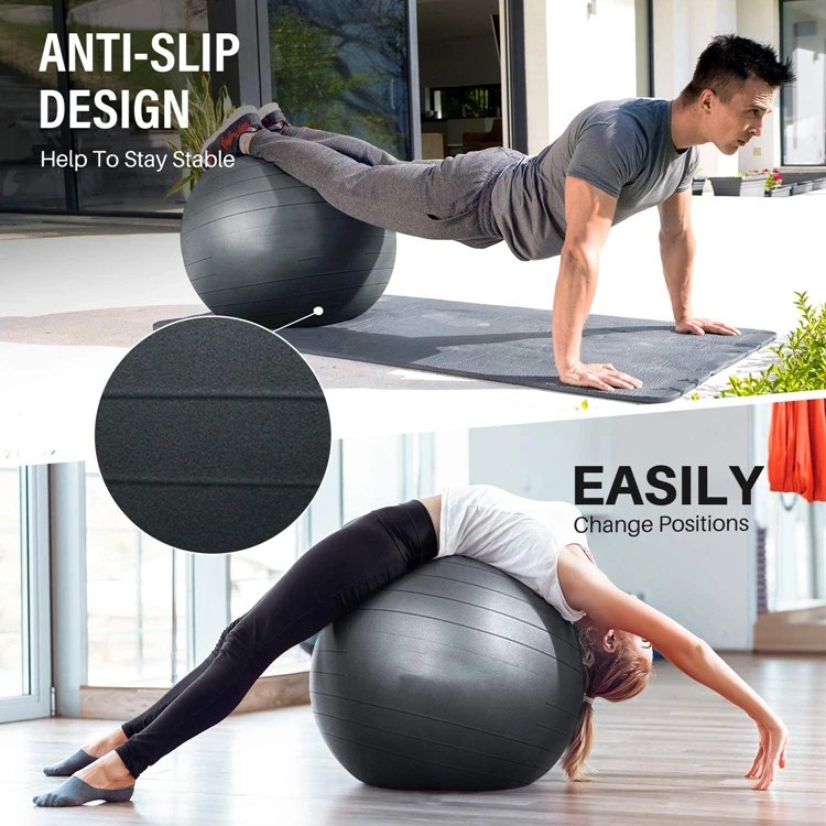 Fitness Yoga Ball Chair Exercis Stability Ball Chair with Inflatable Stability Base & Resistance Bands for Home Gym Office