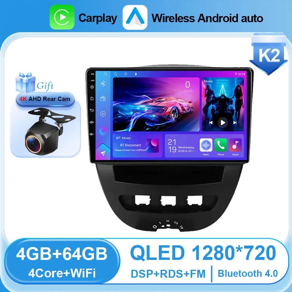 Auto Android 16 Voor Peugeot 107 Toyota Aygo Citroen C1 2005-2014 Auto Navigatie Speler Multimedia Auto Carplay 2Din DVD Stereo