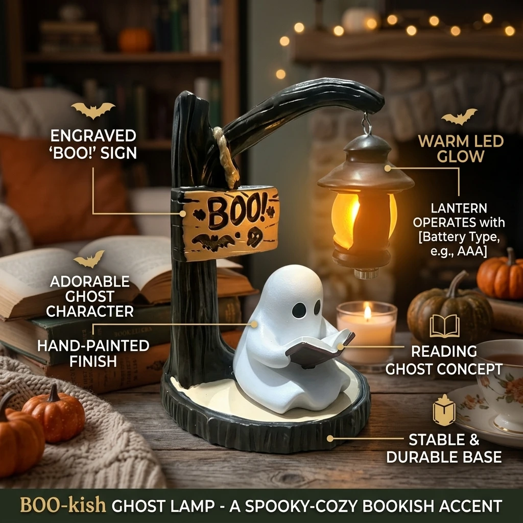 Image of 3D-Harz-Halloween-Geist-Leselampe, Ästhetische Laterne für die Leseecke, Dekoration für Wohnzimmer und Schlafzimmer