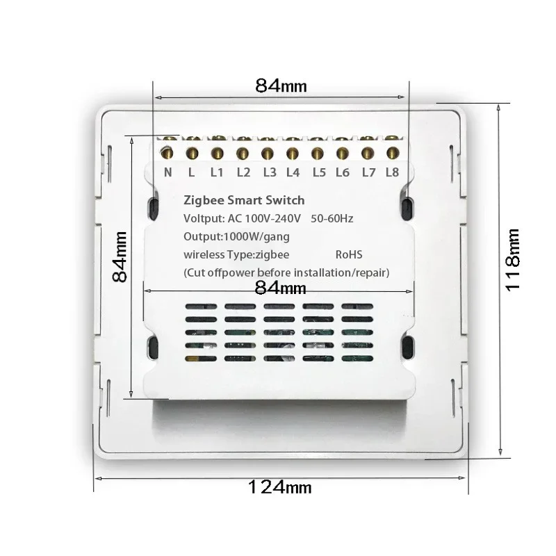 Shawader Light Switch Zigbee Repeater 4x4 Brazil Touch Sensor Glass Panel Tuya Smart 4/6/8 Gang Remote by Alexa Dot Google Home