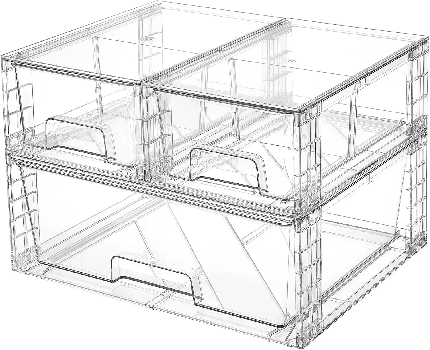 

3-Pack Clear Stackable Drawers, Acrylic Storage Bins for Bathroom, Closet, Cabinet Organization