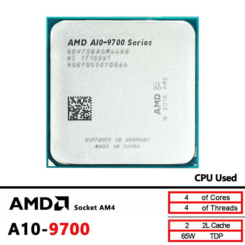 

AMD A10 9700 A10-Series A10-9700 3.5 GHz Used Quad-Core CPU AD9700AGM44AB /AD970BAGM44AB Socket AM4