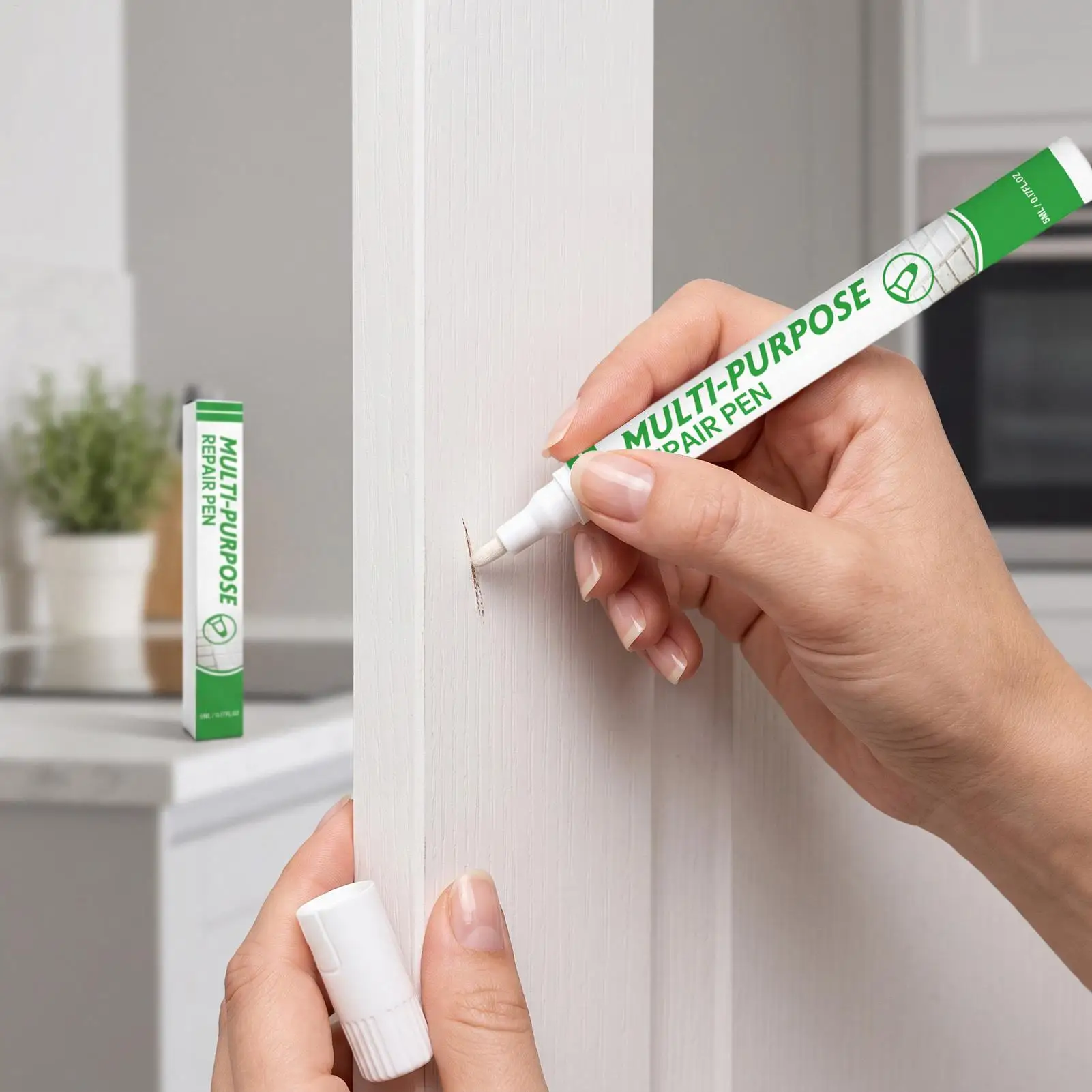 White Paint Touch Up Pen 5ml White Quick-Dry Scratch Removal Wall Scratch Repair Pen for Wood Wall Tiles Door Cabinet Wardrobe