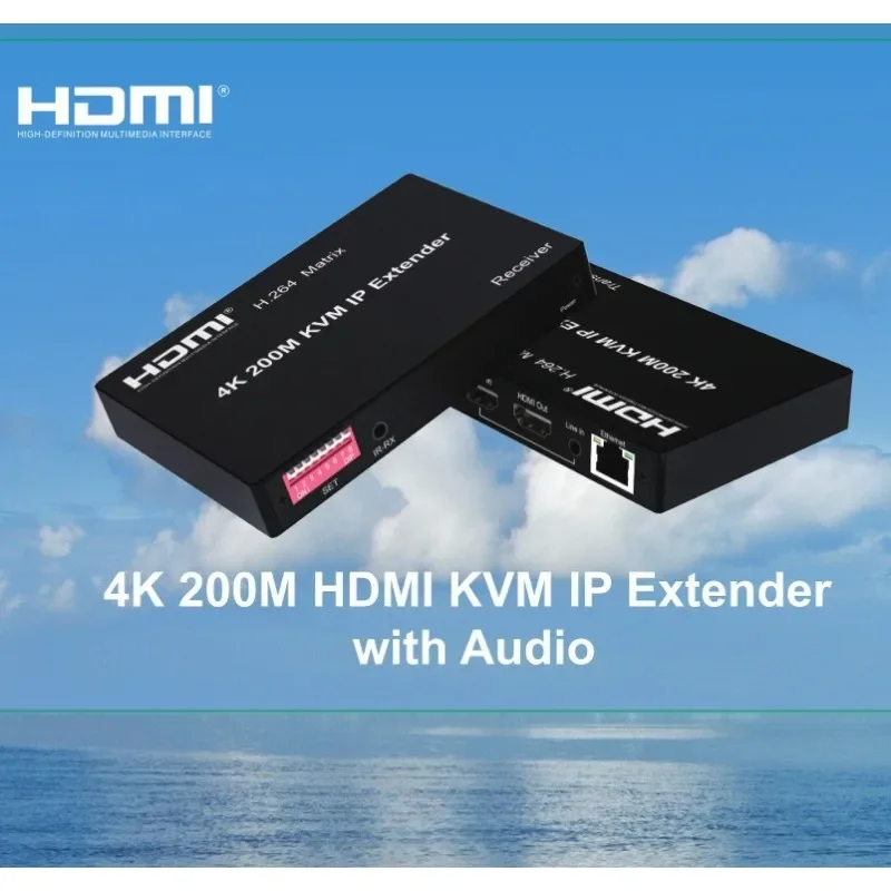 4K 30Hz 200M KVM HDMI IP Extender Support Voice Input Many To Many HDMI Video Transmitter Receiver Kit Support Mouse Keyboard PC