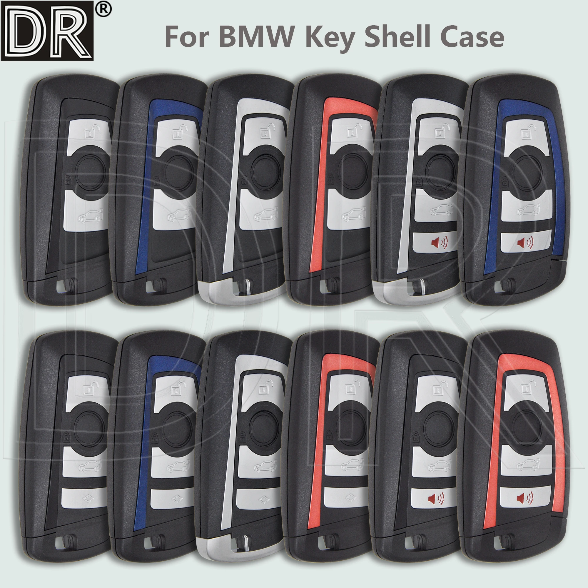 

Корпус для ключа автомобиля DR 3/4Button CAS4 FEM, цветной, для BMW 1, 3, 5, 7 серии, E90, E92, E93, X3, X5, F10, F20, F30, F40, GT