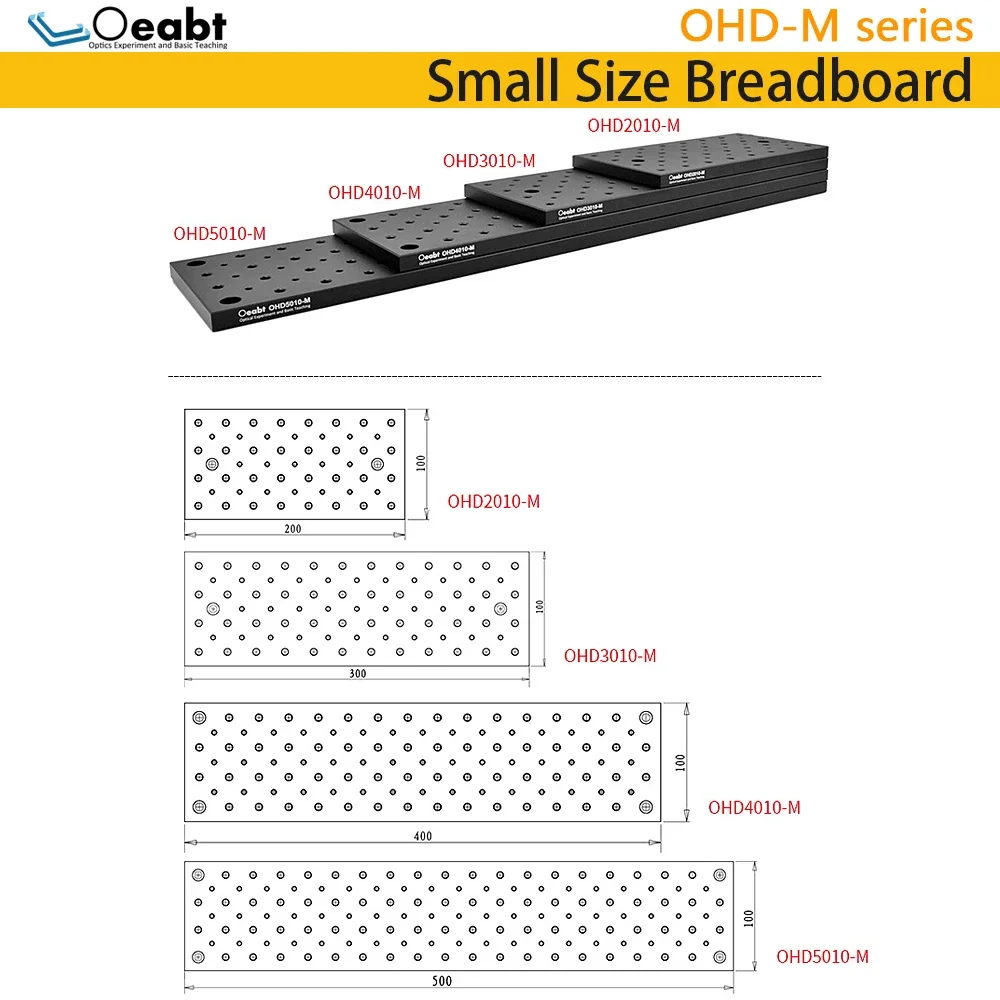 Imagem -04 - Breadboard Óptico de Matriz de Alumínio Sólido Plano Torneiras de Alta Densidade Rosca Experimental m4 m6 300x100 mm