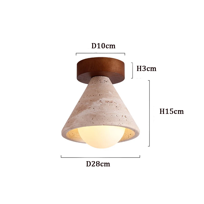 Balcony Hallway Ceiling Light Retro Wabi Sabi Style Hallway Entrance  Dressing Room Yellow Cave Stone Walnut Wood Ceiling Lamp