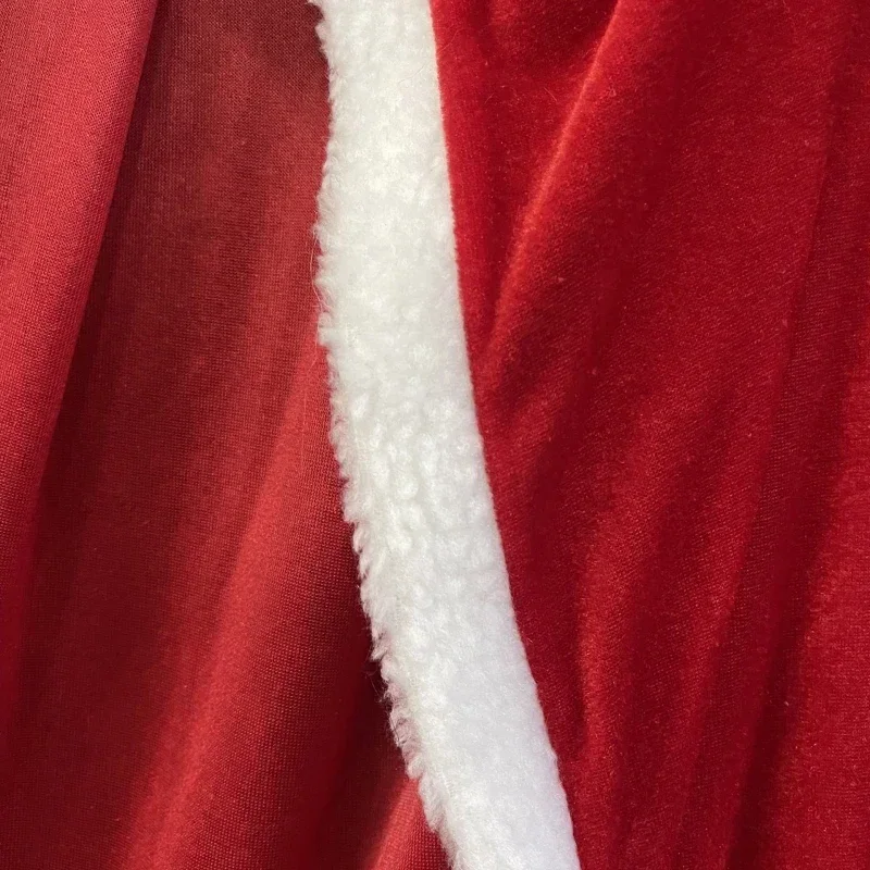 Scialle di Natale Mantello con cappuccio Costume da Babbo Natale Rosso con cappello Cosplay Cappotto caldo invernale Vestito da spettacolo per le vacanze Vestito da festa