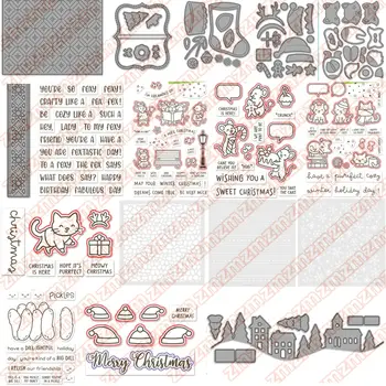 Santa punčocha vánoční doplňky průhledná razítka kovové řezací šablóny šablona pro DIY scrapbooking řemesla dekorace blahopřání 10 nejlepší prodej razítka a matrice - №9