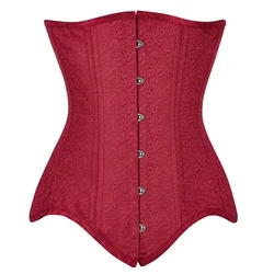 Long Torso Red Underbust Corset Steampunk Corselet Top Hourglass Curve Shaper Slimming Waist Trainer