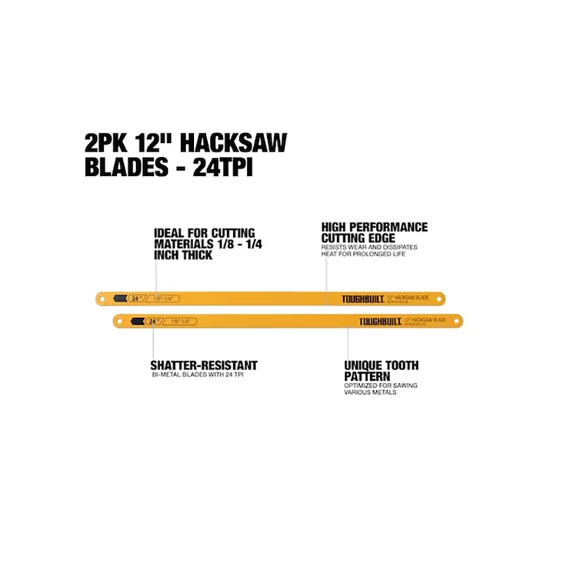 TOUGHBUILT TB-H4S2-22-B12-2 2pcs 12 in Cut Hacksaw Blade Set - 24TPI 300mm  High Tension Hacksaw Blades Toughbuilt Hand Tools